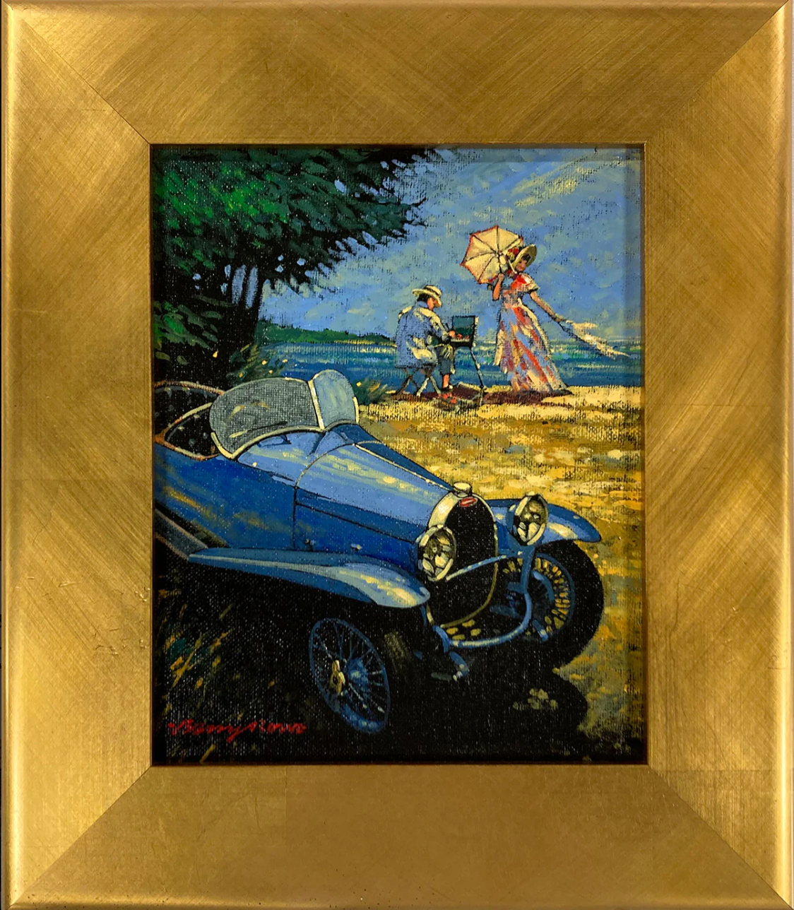 Original Painting by Barry Rowe - Untitled, Bugatti Pastoral, Framed Canvas