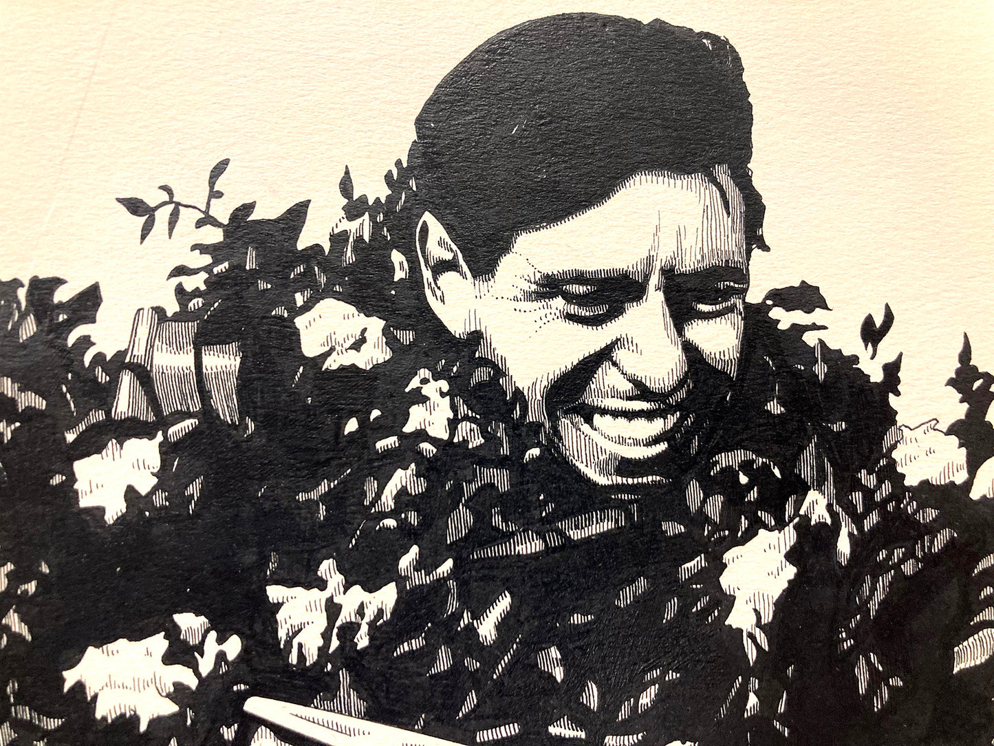 1971 Jim Clark Portrait - Original Pen & Ink Drawing by John W. Barnes, Jr.