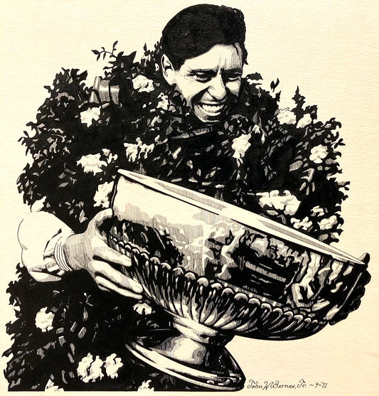 1971 Jim Clark Portrait - Original Pen & Ink Drawing by John W. Barnes, Jr.