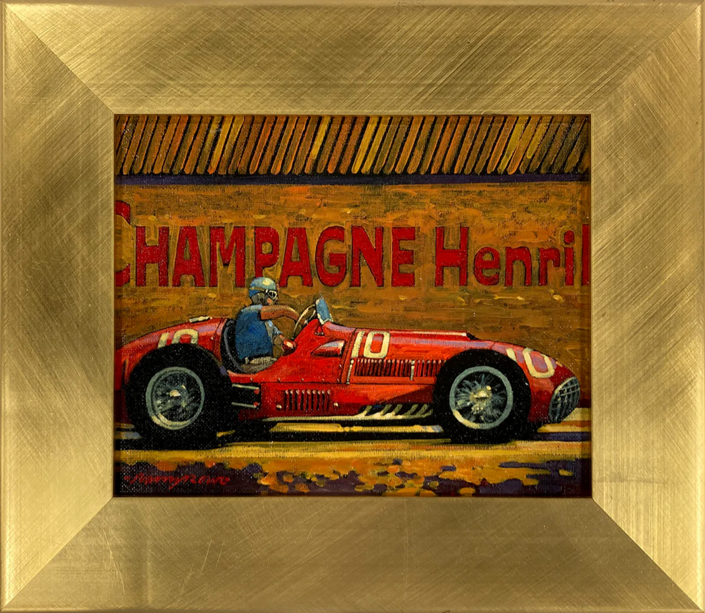 Original Painting by Barry Rowe - Champagne Country, Alberto Ascari Reims 1951