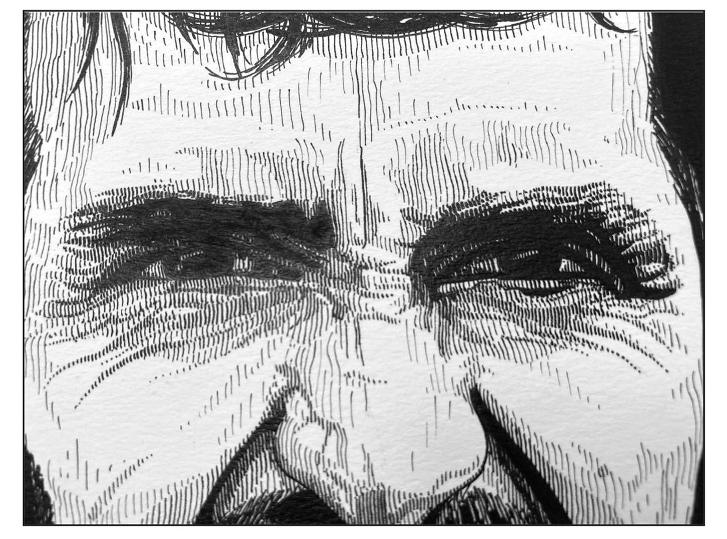 1973 David Hobbs Portrait - Original Pen & Ink Drawing by John W. Barnes, Jr.