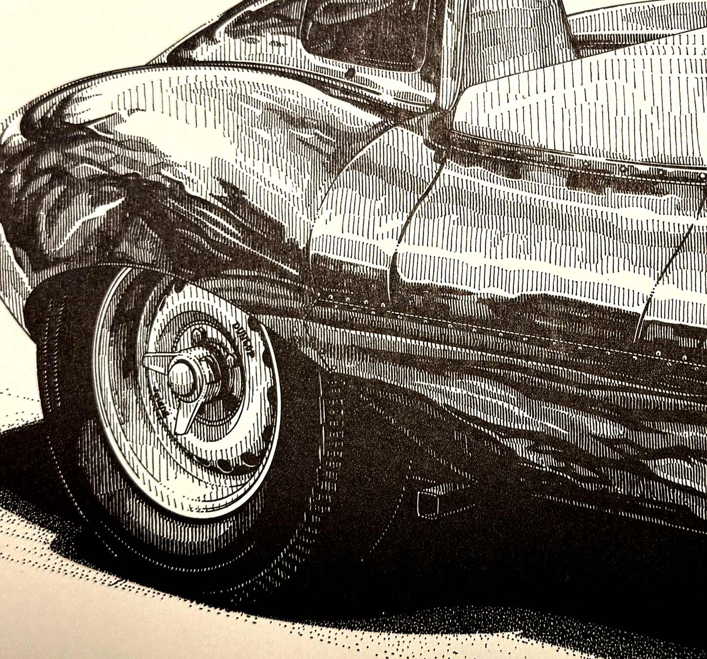 1970 Jaguar D-Type - Original Pen & Ink Drawing by John W. Barnes, Jr.