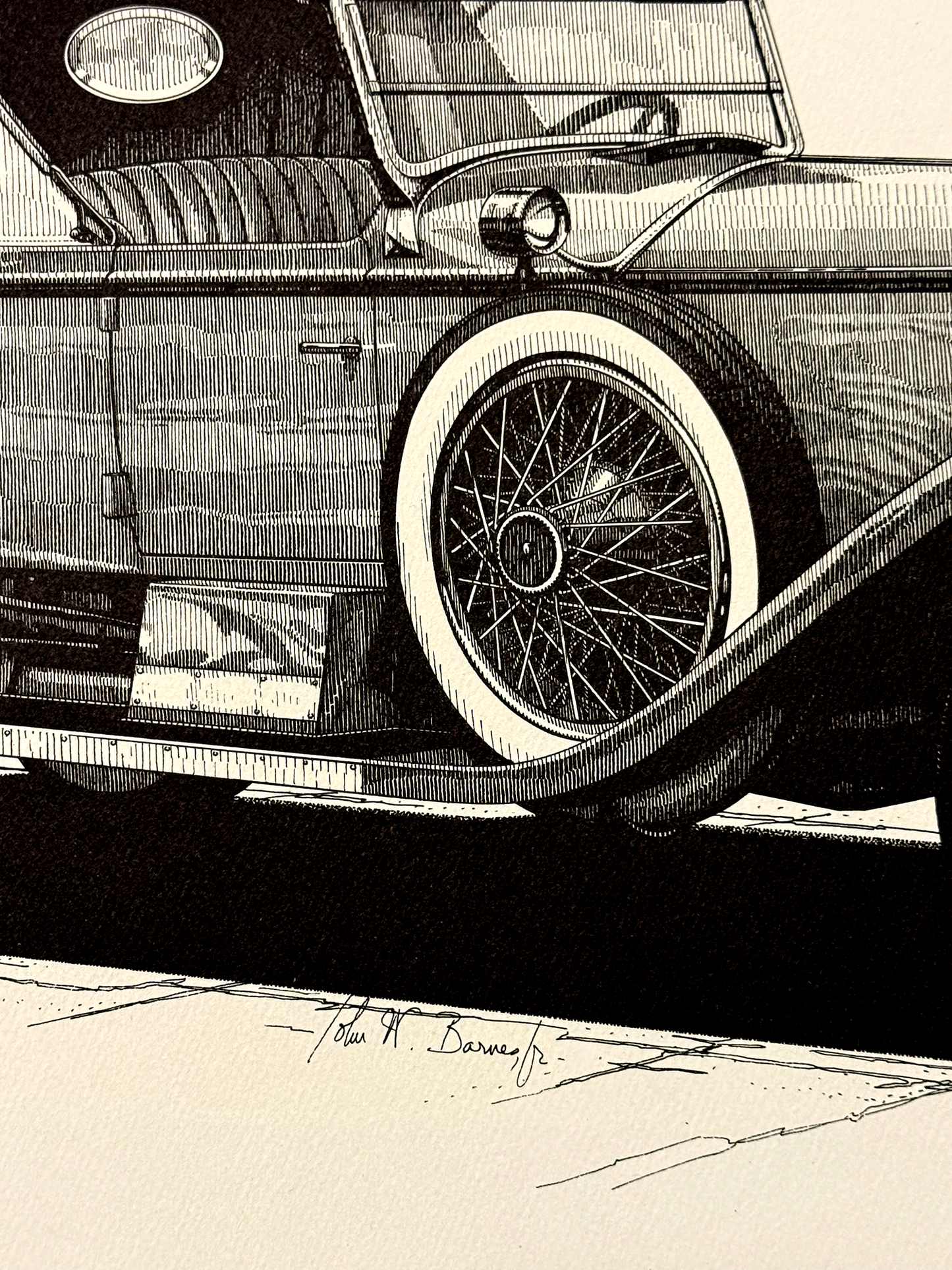 Rolls Royce "Picadilly" - 1973 Original Pen & Ink Drawing by John W. Barnes, Jr.